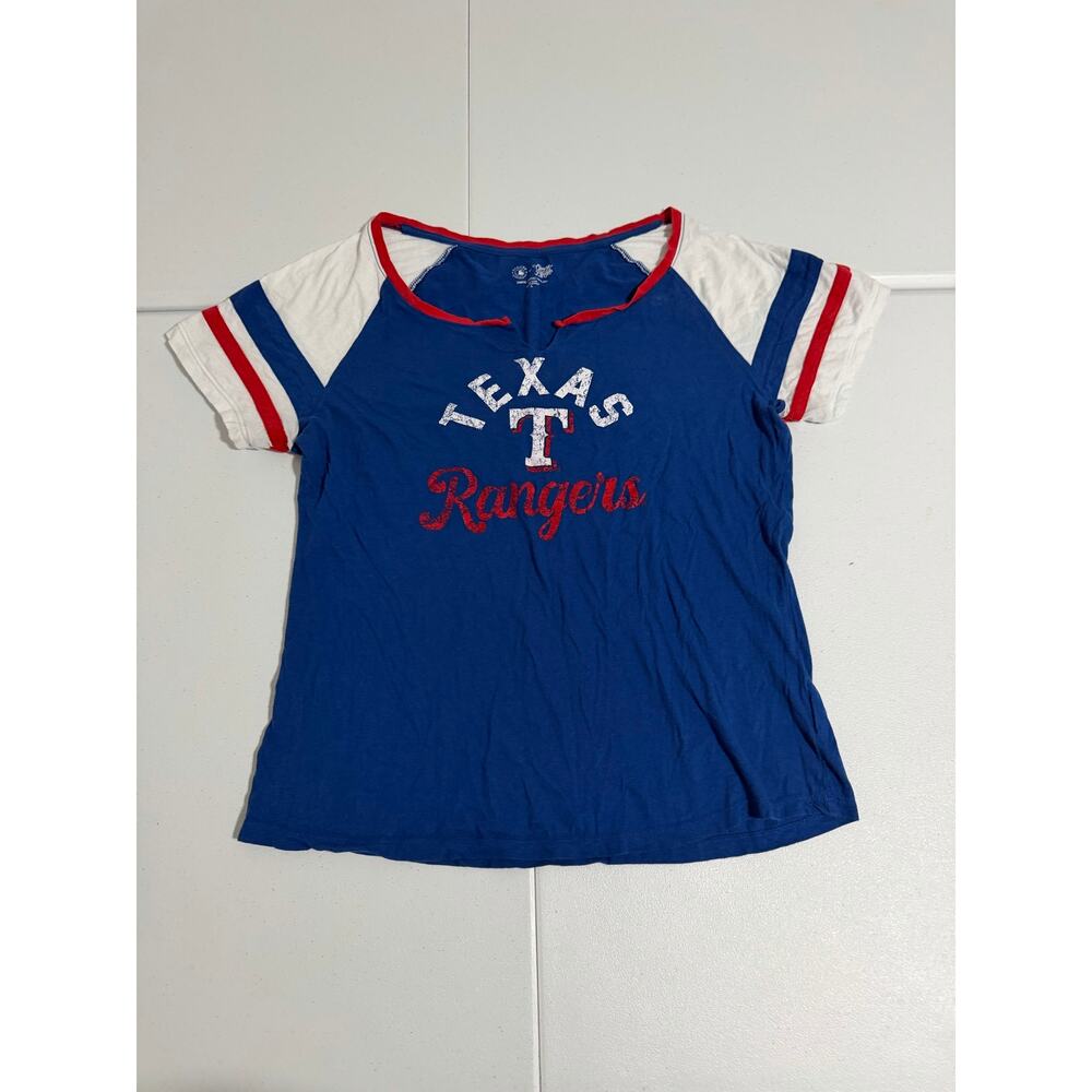 Texas Rangers MLB Campus Lifestyle Womens XL Raglan Tee Blue White Red